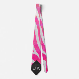 Cravate Zebra Hot Pink and White with Monogram