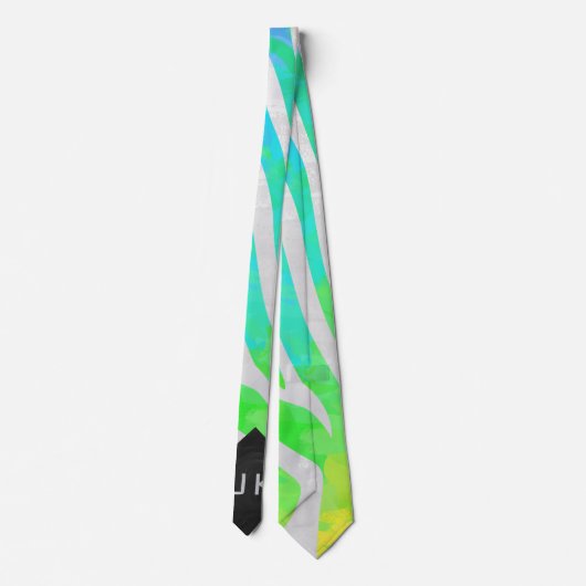 Cravate Zebra Monogram Arc-en-ciel et impression blanche (Dos)