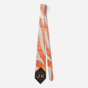 Cravate Zebra Monogram orange et blanc