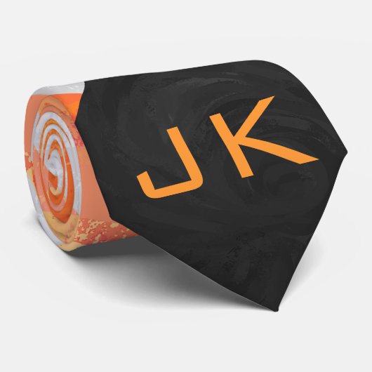 Cravate Zebra Monogram orange et blanc (Roulé)