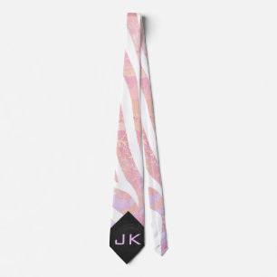 Cravate Zebra Monogram rose et blanc