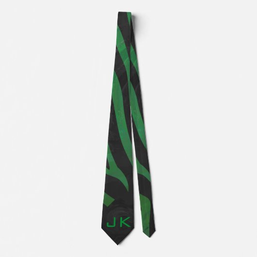 Cravate Zebra Monogramme noir et vert (Devant)