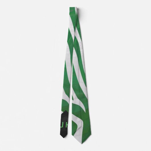 Cravate Zebra Monogramme Vert et Blanc Impression (Dos)