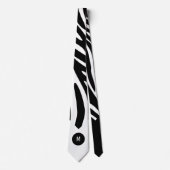 Cravate Zebra Print Gras Gras Gras avec Monogramme Blanc (Devant)