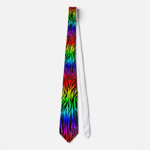 CRAVATE Zebra Print RAINBOW NEON RAVE