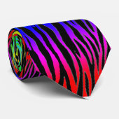 CRAVATE Zebra Print RAINBOW NEON RAVE (Roulé)