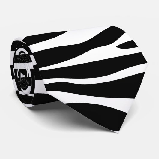 Cravate Zebra Print, Zebra Stripes, Noir Et Blanc (Roulé)