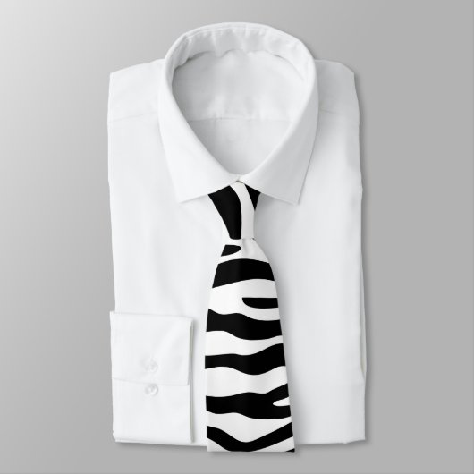 Cravate Zebra rayures motif noir & blanc + vos idées (Attaché)