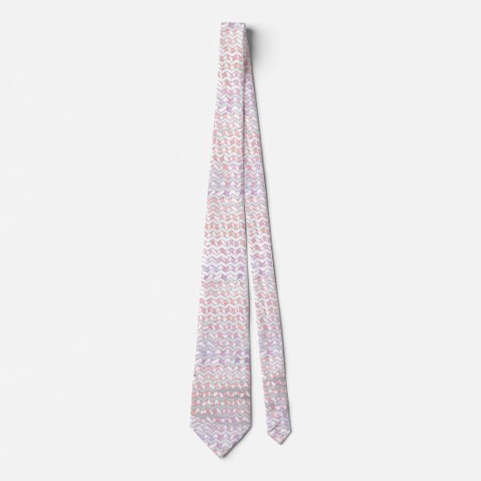 Cravate Zebra rose et blanc Chevron (Devant)