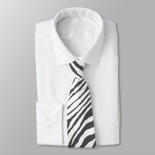 CRAVATE ZEBRA STRIPE BLANC ET NOIR (Attaché)