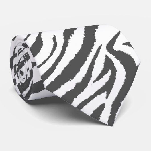 CRAVATE ZEBRA STRIPE BLANC ET NOIR (Roulé)