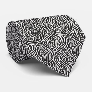 Cravate Zèbre noir et blanc dynamique à haut contraste