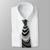 Cravate Zèbre noir et blanc Wavy Abstraction (Attaché)