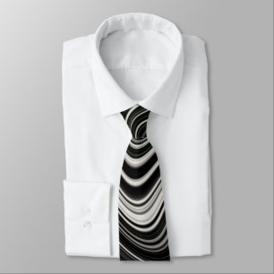 Cravate Zèbre noir et blanc Wavy Abstraction