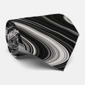 Cravate Zèbre noir et blanc Wavy Abstraction (Roulé)
