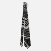 Cravate Zèbre noir et blanc Wavy Abstraction (Dos)