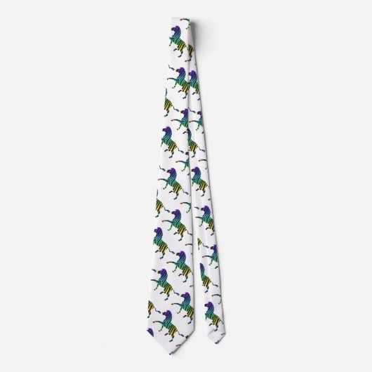 Cravate Zèbre Noir et Silhouette Arc-en-ciel (Devant)