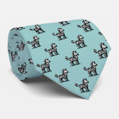 Cravate Zèbre - Noir sur bleu clair vert (Roulé)