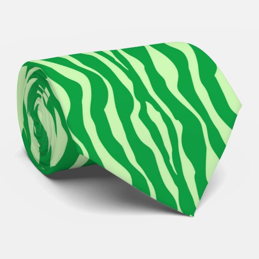 Cravate Zèbre rayures - Tons de Lime Vert (Roulé)