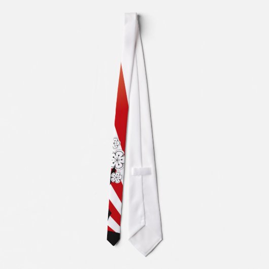 Cravate Zen blanc de fleurs de fleurs de cerisier de lever (Dos)