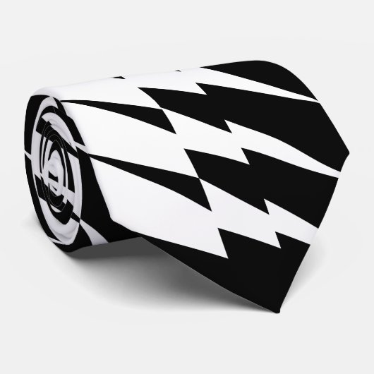 Cravate Zig Zag Motif noir et blanc Lightning (Roulé)