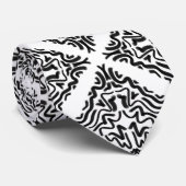 Cravate Zig Zag noir et blanc Motif Abstrait (Roulé)