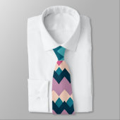 Cravate Zig zagging pastel Rose Navy Motif rétro (Attaché)