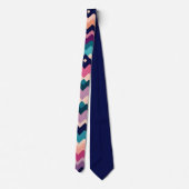 Cravate Zig zagging pastel Rose Navy Motif rétro (Dos)
