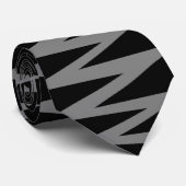 Cravate Zigzag - 50% gris sur noir (Roulé)