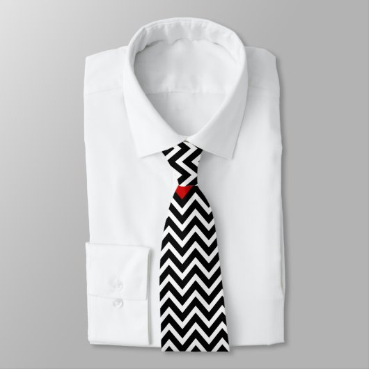 Cravate Zigzag blanc et noir rouge peu commun de Chevron (Attaché)