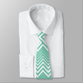 Cravate Zigzag Blanc Et Vert Menthe Chevron (Attaché)