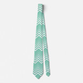 Cravate Zigzag Blanc Et Vert Menthe Chevron (Devant)