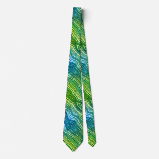 Cravate Zigzag bleu vert jaune (Devant)