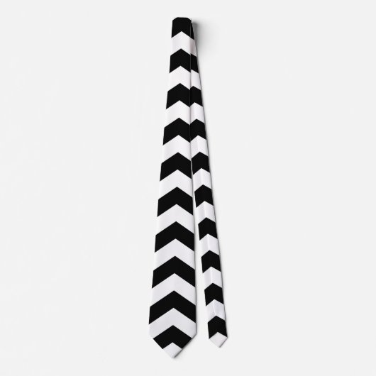 Cravate Zigzag Chevron Noir Et Blanc (Devant)