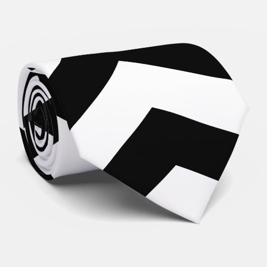 Cravate Zigzag Chevron Noir Et Blanc (Roulé)