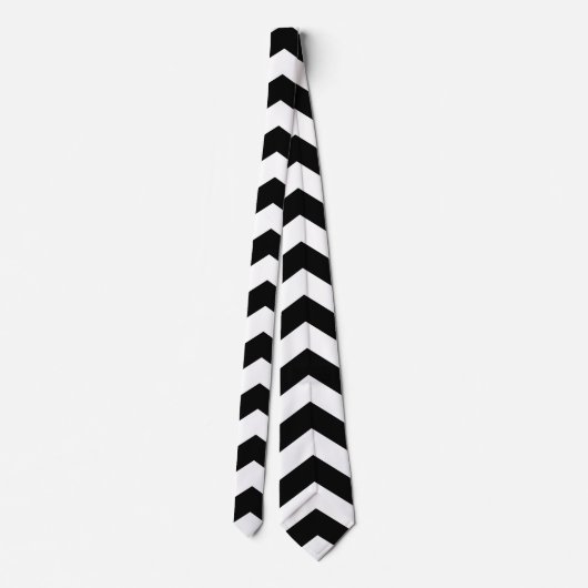 Cravate Zigzag Chevron Noir Et Blanc (Dos)