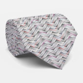 Cravate Zigzag, géométrique, gris, lilas, rose, noir, band (Roulé)