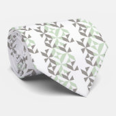 Cravate ZigZag géométrique Sage Green et Silver (Roulé)