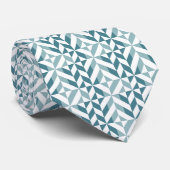 Cravate ZigZag géométrique vert turquoise à deux tons (Roulé)