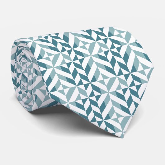 Cravate ZigZag géométrique vert turquoise à deux tons (Roulé)