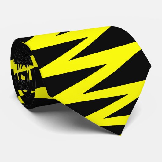Cravate Zigzag - Jaune sur Noir (Roulé)