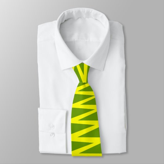 Cravate Zigzag - Jaune sur vert 669900 (Attaché)