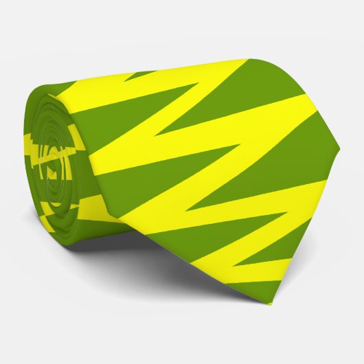 Cravate Zigzag - Jaune sur vert 669900 (Roulé)