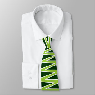 Cravate Zigzag - Martian Green and white on Black
