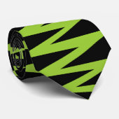 Cravate Zigzag - Martian Green sur Noir (Roulé)