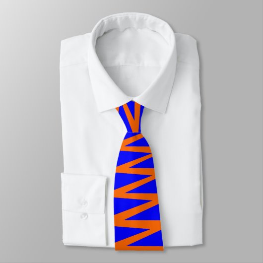Cravate Zigzag - Orange sur Blue 0000FF (Attaché)