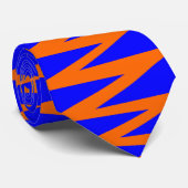 Cravate Zigzag - Orange sur Blue 0000FF (Roulé)