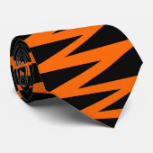 Cravate Zigzag - Orange sur Noir (Roulé)