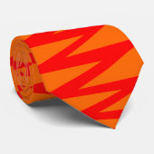 Cravate Zigzag - Rouge sur Orange FF6600 (Roulé)