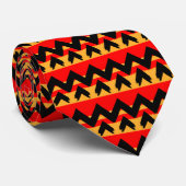 Cravate Zigzag Stripe rouge Motif d'or noir (Roulé)